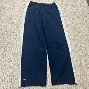 Vintage Nike Track Pants Mens XL Navy Nylon Windbreaker Ankle Zip Swoosh 90s